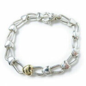 TIFFANY Co Heart Lock Combination Bracelet Silver Gold